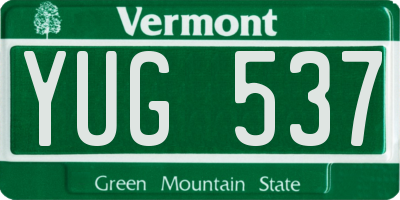 VT license plate YUG537