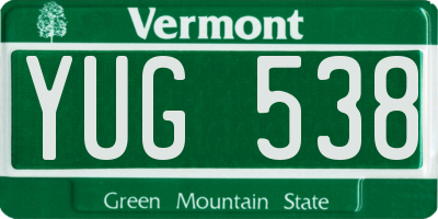 VT license plate YUG538