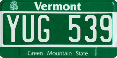 VT license plate YUG539