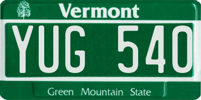VT license plate YUG540