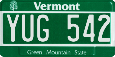 VT license plate YUG542