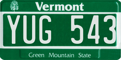 VT license plate YUG543