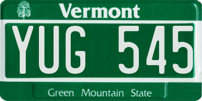 VT license plate YUG545
