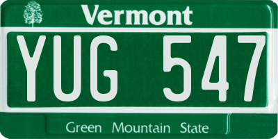VT license plate YUG547