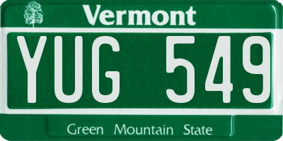 VT license plate YUG549
