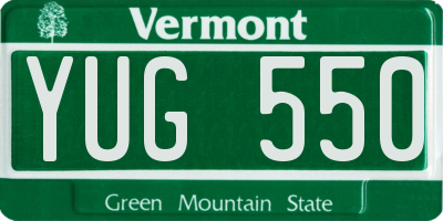 VT license plate YUG550