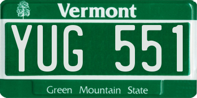 VT license plate YUG551