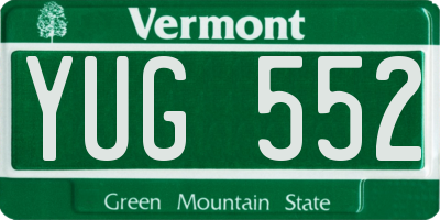 VT license plate YUG552