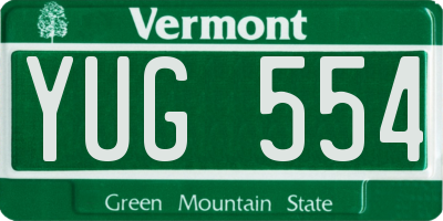 VT license plate YUG554