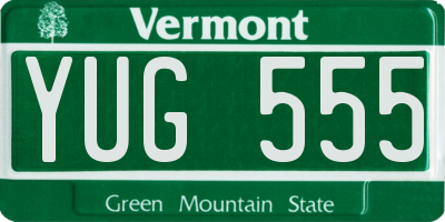 VT license plate YUG555