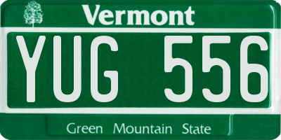 VT license plate YUG556
