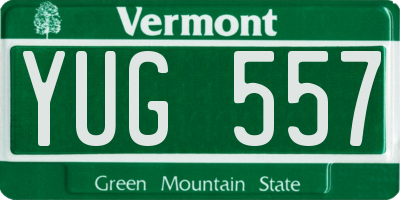 VT license plate YUG557