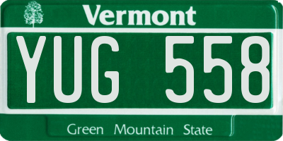 VT license plate YUG558