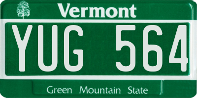VT license plate YUG564