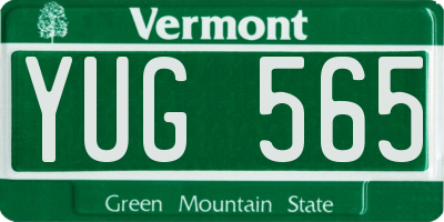 VT license plate YUG565