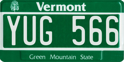 VT license plate YUG566