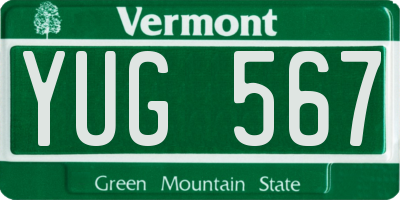 VT license plate YUG567