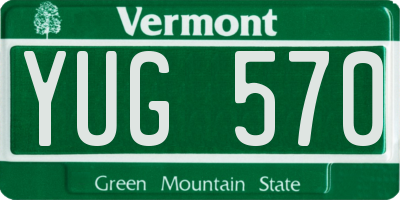VT license plate YUG570