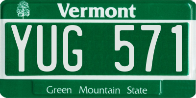 VT license plate YUG571