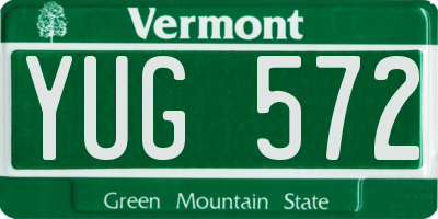 VT license plate YUG572