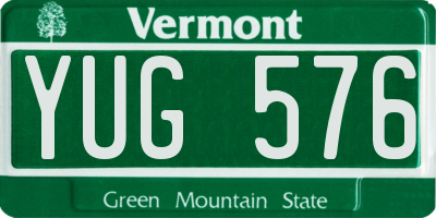 VT license plate YUG576