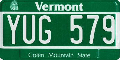 VT license plate YUG579
