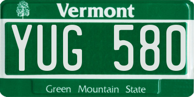 VT license plate YUG580