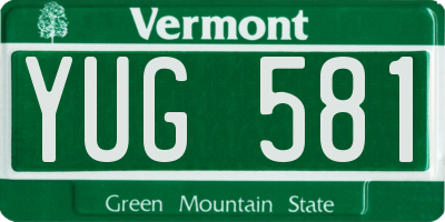 VT license plate YUG581