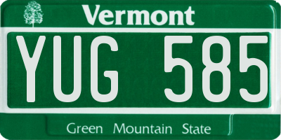 VT license plate YUG585