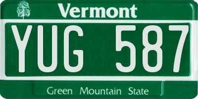 VT license plate YUG587