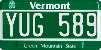VT license plate YUG589