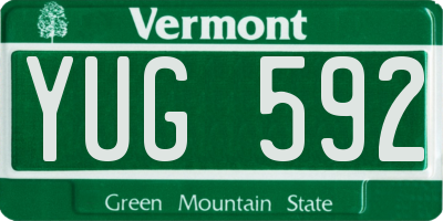VT license plate YUG592
