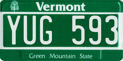 VT license plate YUG593