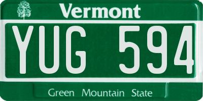 VT license plate YUG594