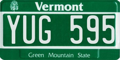 VT license plate YUG595