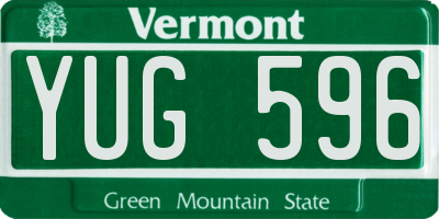 VT license plate YUG596