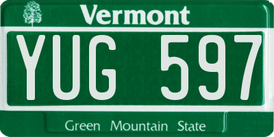 VT license plate YUG597