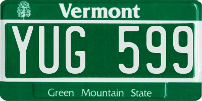 VT license plate YUG599