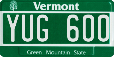 VT license plate YUG600
