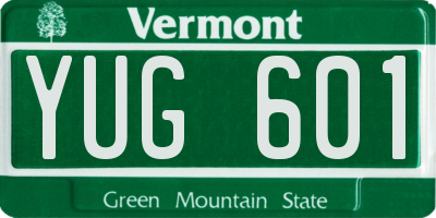 VT license plate YUG601