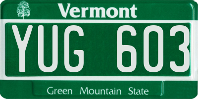 VT license plate YUG603