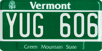 VT license plate YUG606