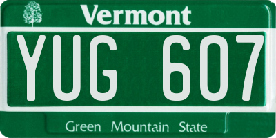 VT license plate YUG607