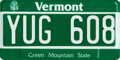 VT license plate YUG608