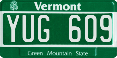 VT license plate YUG609