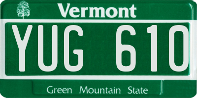 VT license plate YUG610