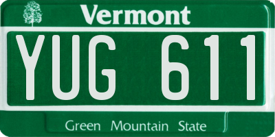 VT license plate YUG611