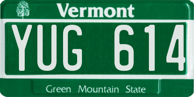 VT license plate YUG614