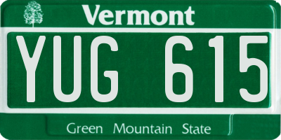 VT license plate YUG615