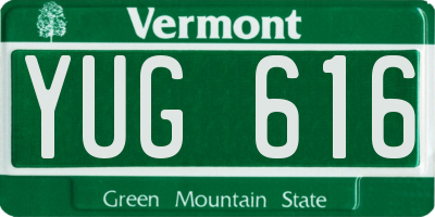 VT license plate YUG616